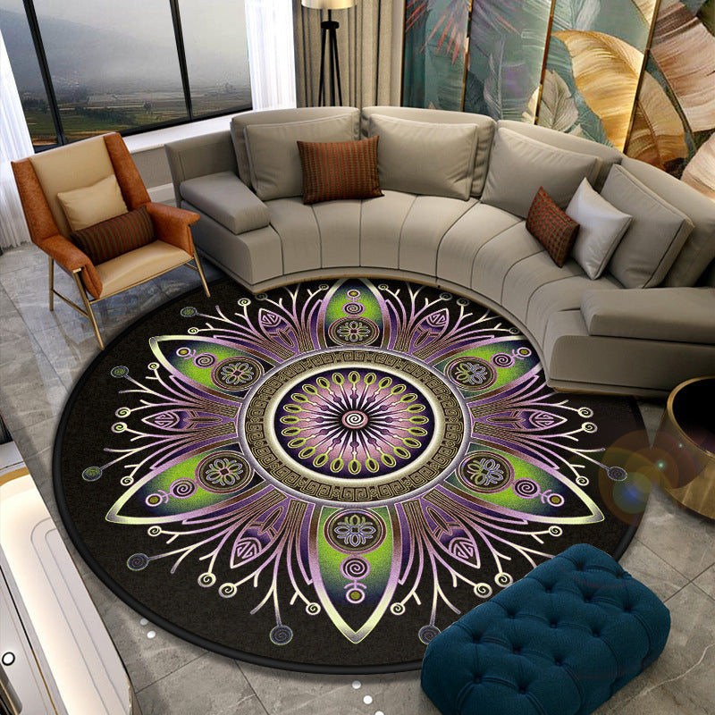 Lisslune | Turkish Style Living Room Carpet Colorful Flower Carpet Synthetic Pet-Friendly Machine Washable Non-Slip Carpet