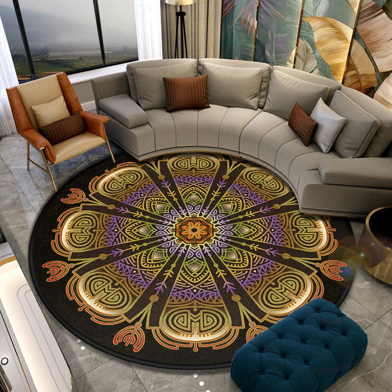 Lisslune | Turkish Style Living Room Carpet Colorful Flower Carpet Synthetic Pet-Friendly Machine Washable Non-Slip Carpet