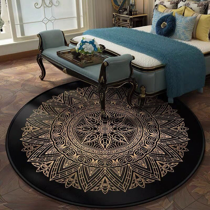 Lisslune | Retro Dark Colored Moroccan Carpet Polypropylene Mandala Pattern Carpet Washable Non-Slip Pet-Friendly Carpet for the Living Room