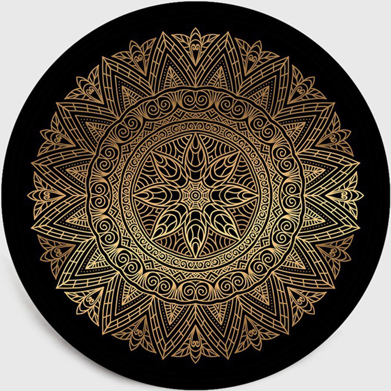 Lisslune | Retro Dark Colored Moroccan Carpet Polypropylene Mandala Pattern Carpet Washable Non-Slip Pet-Friendly Carpet for the Living Room