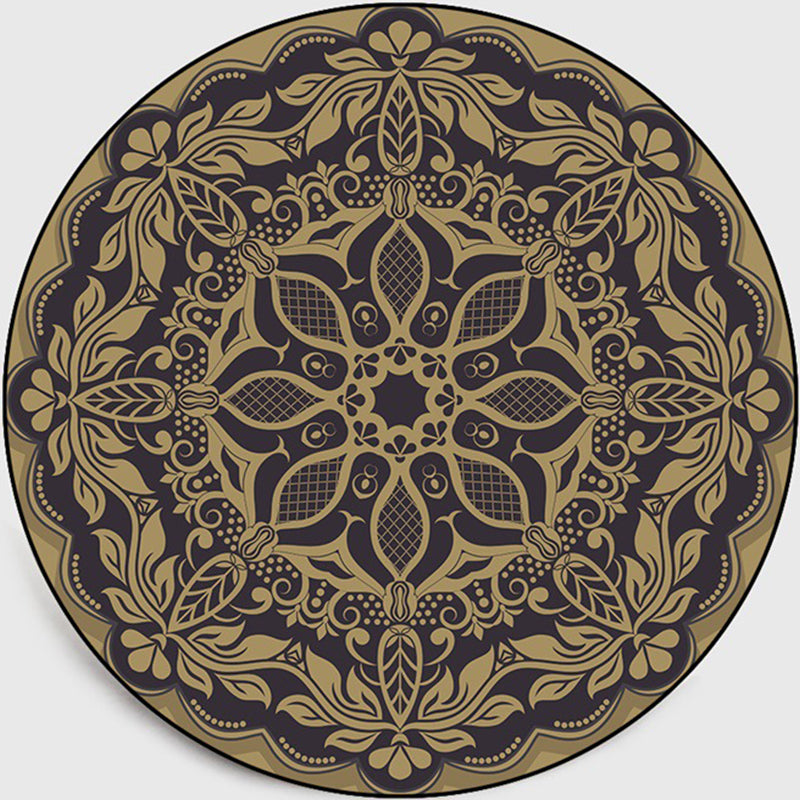 Lisslune | Retro Dark Colored Moroccan Carpet Polypropylene Mandala Pattern Carpet Washable Non-Slip Pet-Friendly Carpet for the Living Room