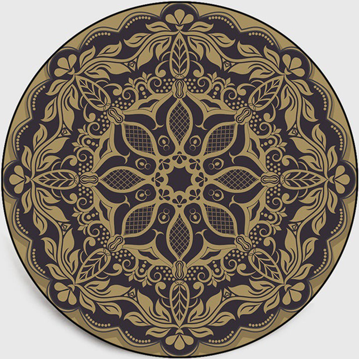Lisslune | Retro Dark Colored Moroccan Carpet Polypropylene Mandala Pattern Carpet Washable Non-Slip Pet-Friendly Carpet for the Living Room