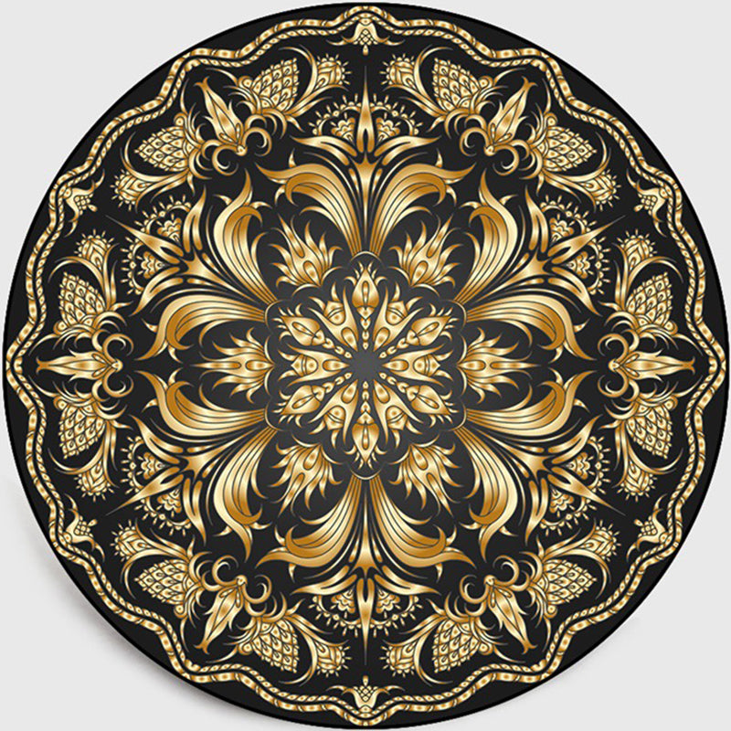 Lisslune | Retro Dark Colored Moroccan Carpet Polypropylene Mandala Pattern Carpet Washable Non-Slip Pet-Friendly Carpet for the Living Room