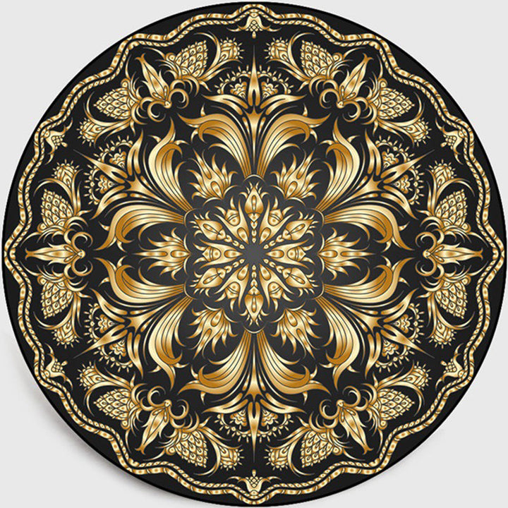 Lisslune | Retro Dark Colored Moroccan Carpet Polypropylene Mandala Pattern Carpet Washable Non-Slip Pet-Friendly Carpet for the Living Room