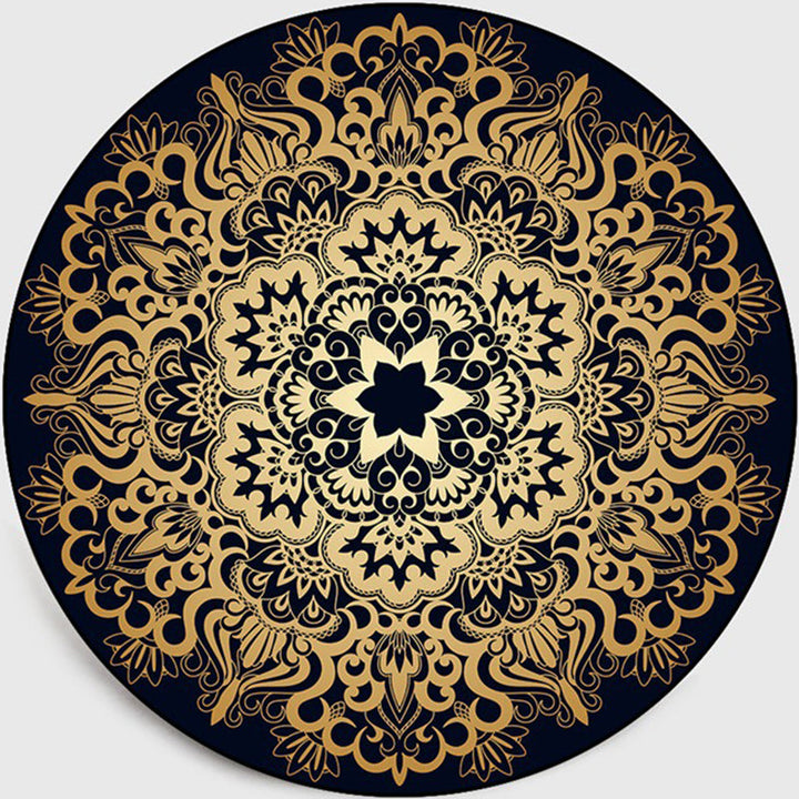 Lisslune | Retro Dark Colored Moroccan Carpet Polypropylene Mandala Pattern Carpet Washable Non-Slip Pet-Friendly Carpet for the Living Room