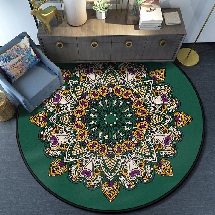Lisslune | Turkish Mandala Rug Multicolor Synthetic Rug Washable Pet Friendly Non-Slip Back Rug for Living Room