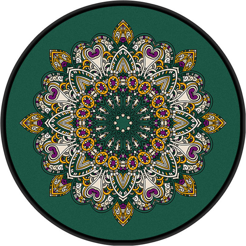 Lisslune | Turkish Mandala Rug Multicolor Synthetic Rug Washable Pet Friendly Non-Slip Back Rug for Living Room