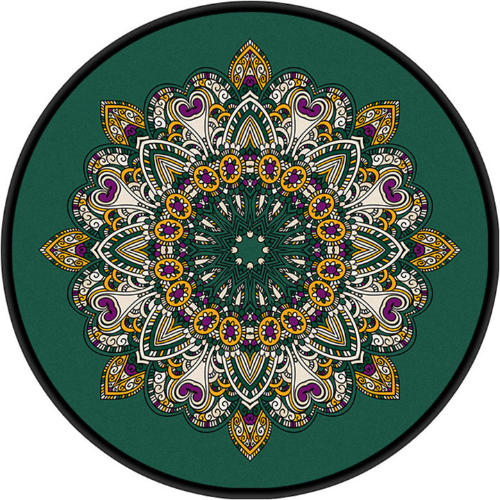 Lisslune | Turkish Mandala Rug Multicolor Synthetic Rug Washable Pet Friendly Non-Slip Back Rug for Living Room