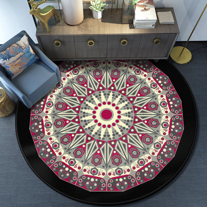 Lisslune | Turkish Mandala Rug Multicolor Synthetic Rug Washable Pet Friendly Non-Slip Back Rug for Living Room
