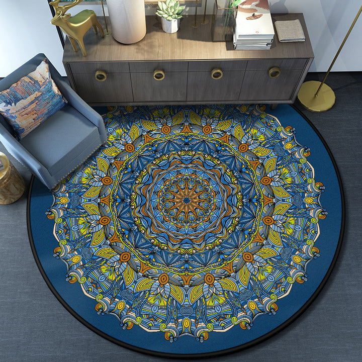 Lisslune | Turkish Mandala Rug Multicolor Synthetic Rug Washable Pet Friendly Non-Slip Back Rug for Living Room
