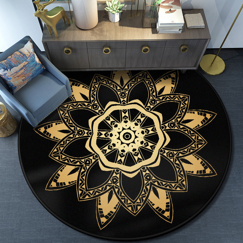 Lisslune | Turkish Mandala Rug Multicolor Synthetic Rug Washable Pet Friendly Non-Slip Back Rug for Living Room