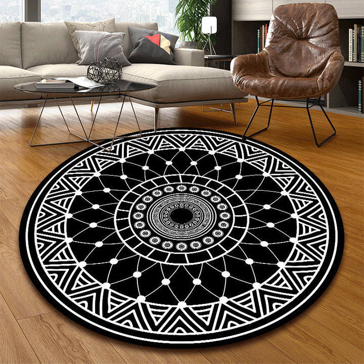 Lisslune | Classic Multicolor Mandala Rug Polypropylene Moroccan Rug Stain Resistant Machine Washable Non-Slip Rug for the Door