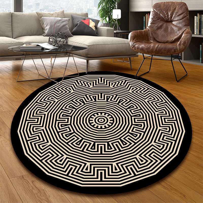 Lisslune | Classic Multicolor Mandala Rug Polypropylene Moroccan Rug Stain Resistant Machine Washable Non-Slip Rug for the Door