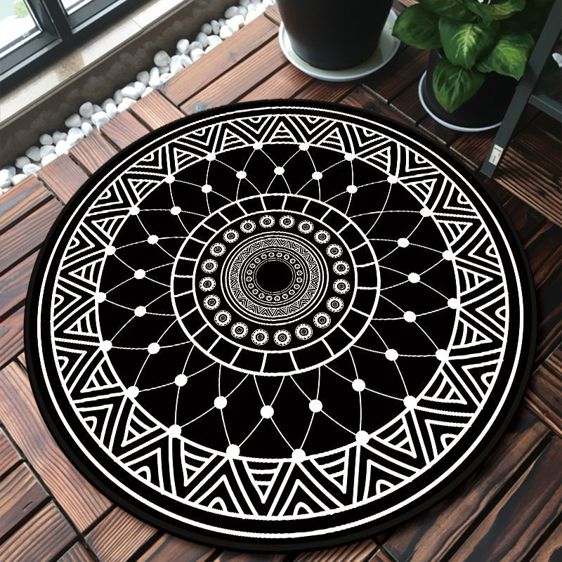 Lisslune | Classic Multicolor Mandala Rug Polypropylene Moroccan Rug Stain Resistant Machine Washable Non-Slip Rug for the Door