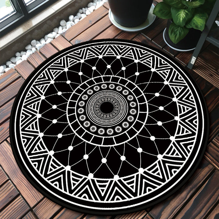 Lisslune | Classic Multicolor Mandala Rug Polypropylene Moroccan Rug Stain Resistant Machine Washable Non-Slip Rug for the Door