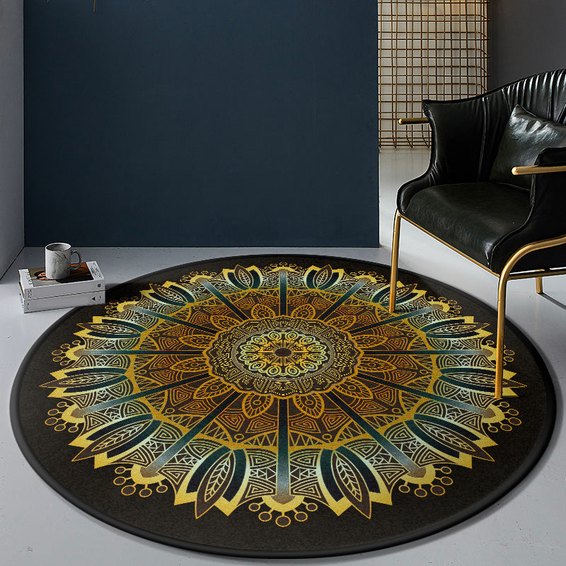 Lisslune | Persian Bedroom Rug Multicolor Tribal Floral Rug Polyester Stain Resistant Non-Slip Back Washable Area Rug