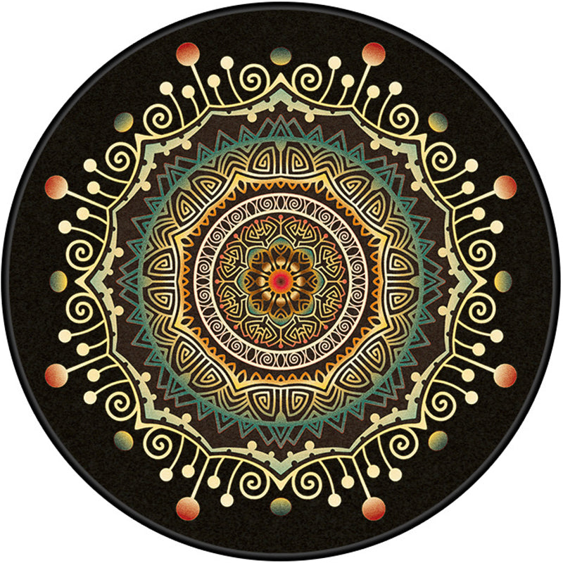 Lisslune | Persian Bedroom Rug Multicolor Tribal Floral Rug Polyester Stain Resistant Non-Slip Back Washable Area Rug