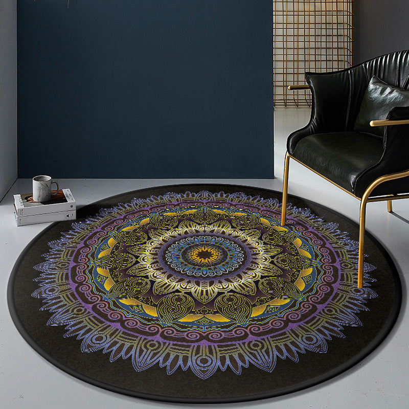 Lisslune | Persian Bedroom Rug Multicolor Tribal Floral Rug Polyester Stain Resistant Non-Slip Back Washable Area Rug