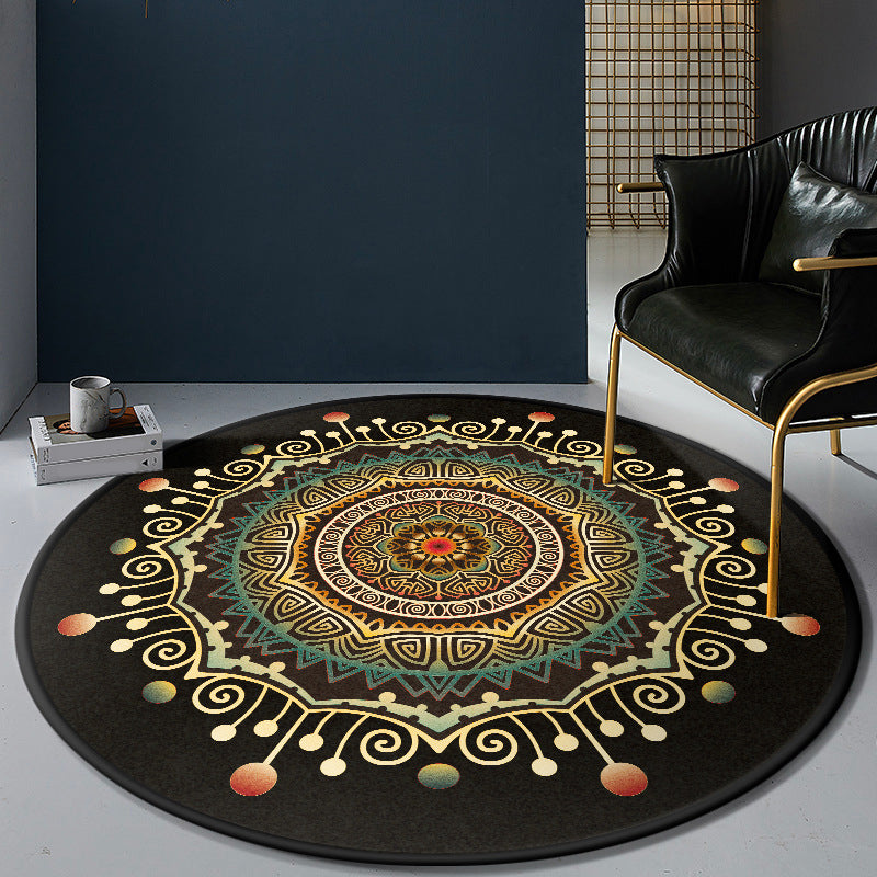 Lisslune | Persian Bedroom Rug Multicolor Tribal Floral Rug Polyester Stain Resistant Non-Slip Back Washable Area Rug