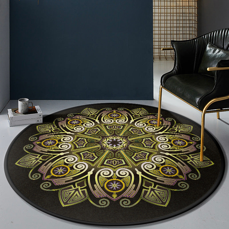 Lisslune | Persian Bedroom Rug Multicolor Tribal Floral Rug Polyester Stain Resistant Non-Slip Back Washable Area Rug