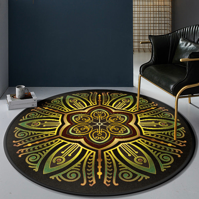 Lisslune | Persian Bedroom Rug Multicolor Tribal Floral Rug Polyester Stain Resistant Non-Slip Back Washable Area Rug