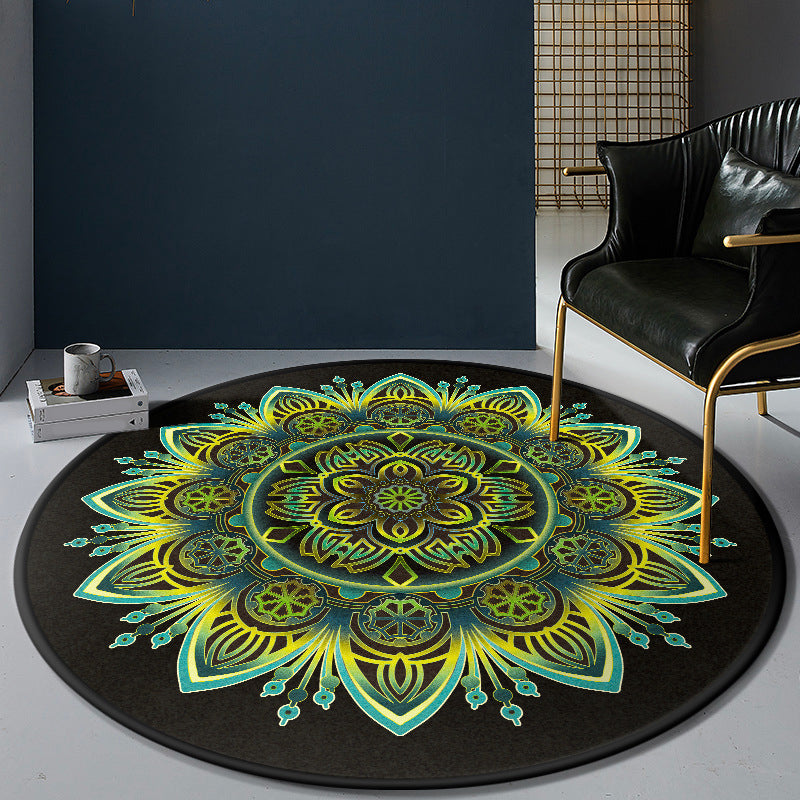 Lisslune | Persian Bedroom Rug Multicolor Tribal Floral Rug Polyester Stain Resistant Non-Slip Back Washable Area Rug