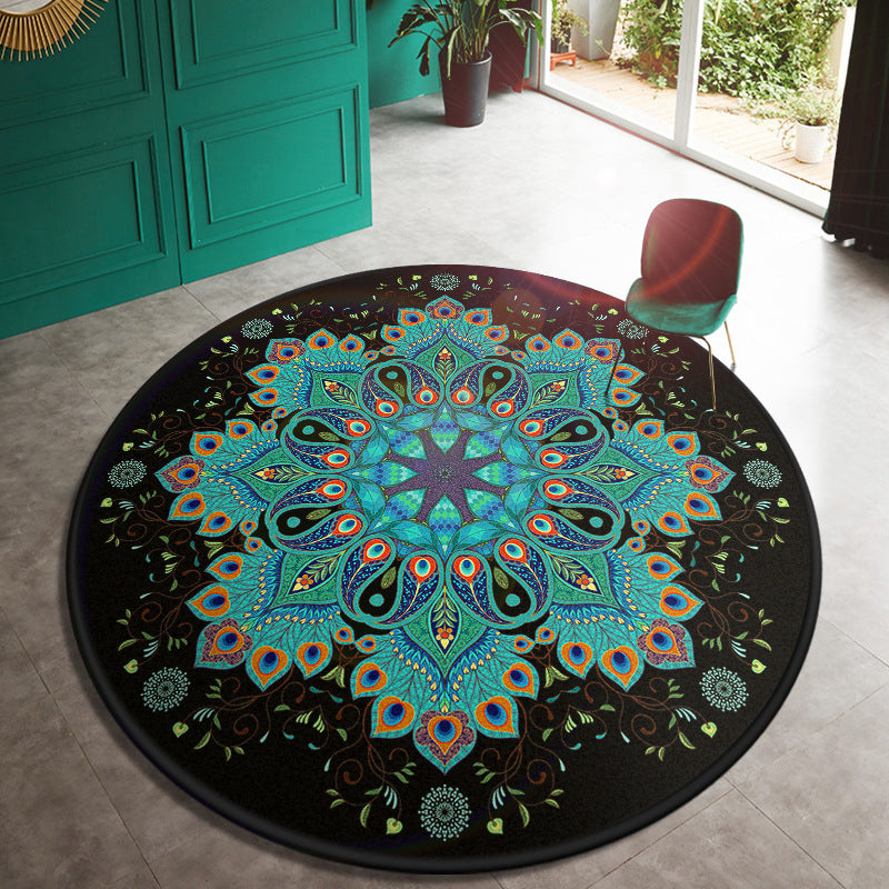 Lisslune | Multi Color Doormat Moroccan Flowers Area Rug Synthetic Non-Slip Stain Resistant Pet Friendly Rug