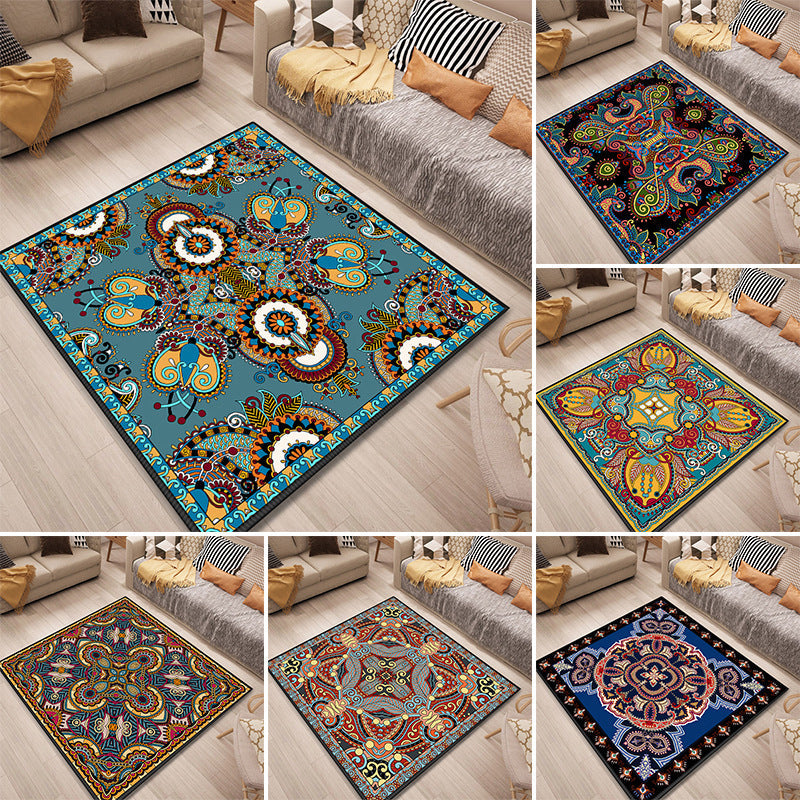 Lisslune | Persian Door Mat Multi Color Tribal Print Rug Polypropylene Pet Friendly Non-Slip Stain Resistant Rug