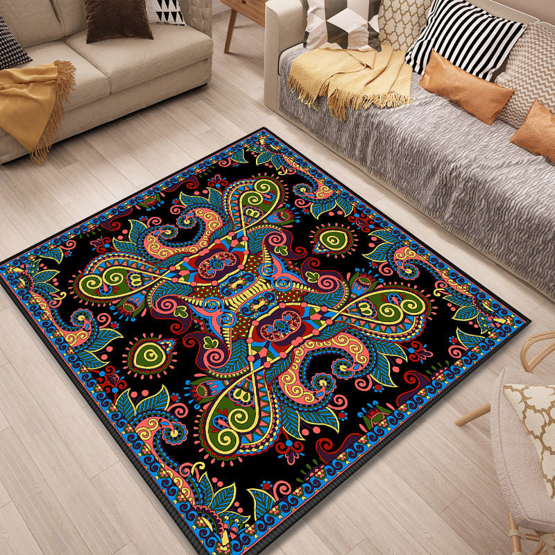 Lisslune | Persian Door Mat Multi Color Tribal Print Rug Polypropylene Pet Friendly Non-Slip Stain Resistant Rug