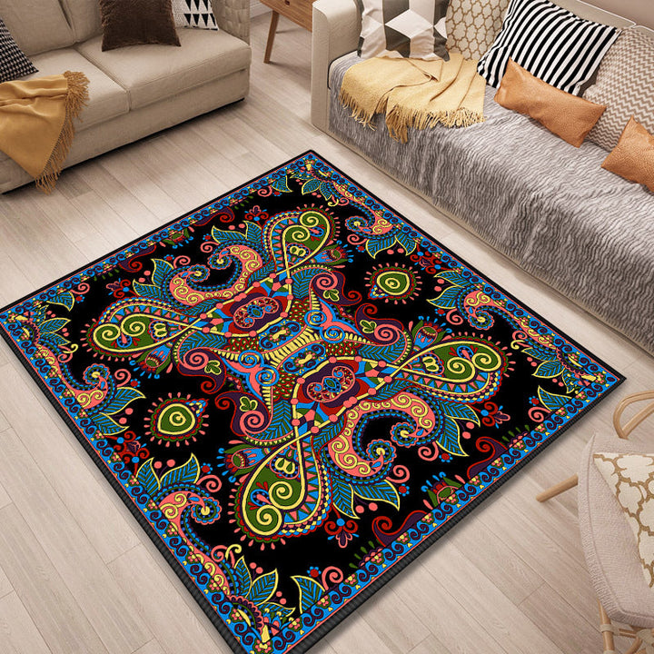Lisslune | Persian Door Mat Multi Color Tribal Print Rug Polypropylene Pet Friendly Non-Slip Stain Resistant Rug