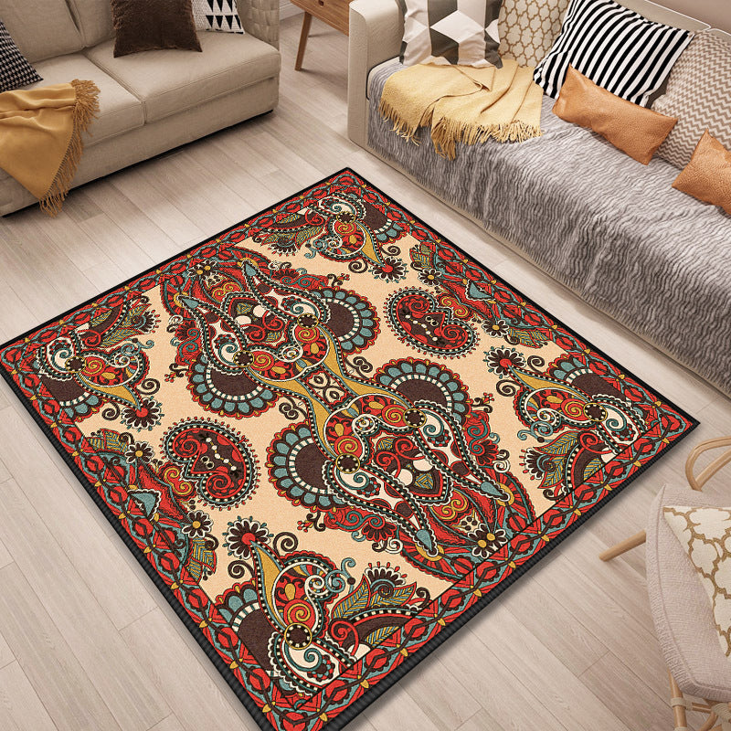 Lisslune | Persian Door Mat Multi Color Tribal Print Rug Polypropylene Pet Friendly Non-Slip Stain Resistant Rug
