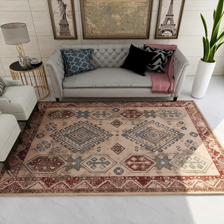 Lisslune | Unusual diamond patterned rug Multicolored Moroccan rug Polyester pet-friendly stain resistant non-slip rug for the living room