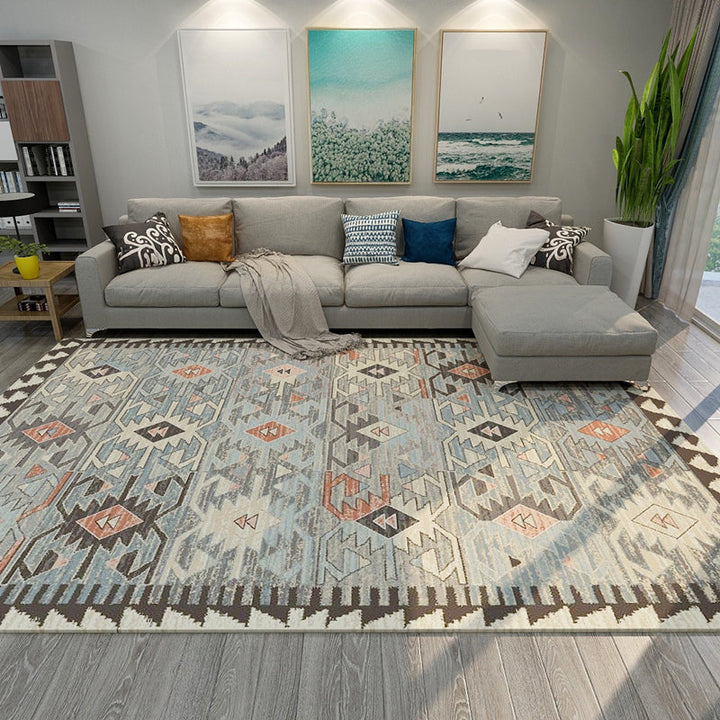 Lisslune | Unusual diamond patterned rug Multicolored Moroccan rug Polyester pet-friendly stain resistant non-slip rug for the living room