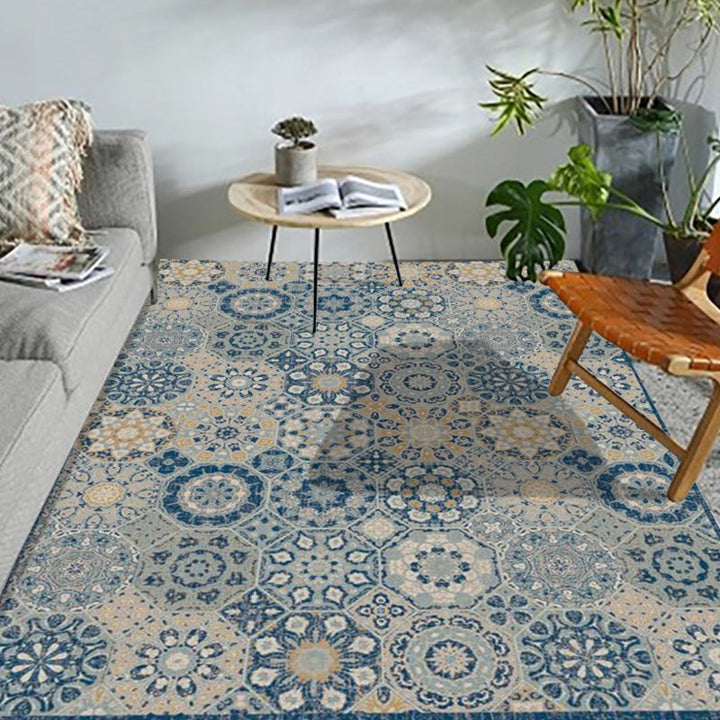 Lisslune | Unusual diamond patterned rug Multicolored Moroccan rug Polyester pet-friendly stain resistant non-slip rug for the living room