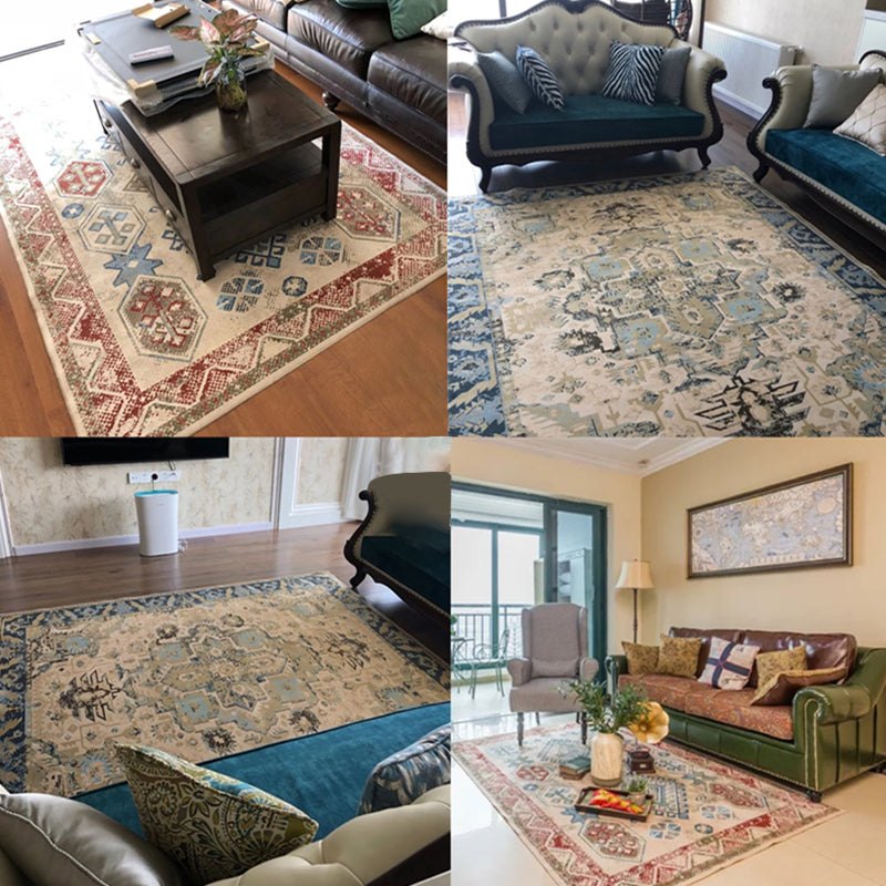 Lisslune | Unusual diamond patterned rug Multicolored Moroccan rug Polyester pet-friendly stain resistant non-slip rug for the living room