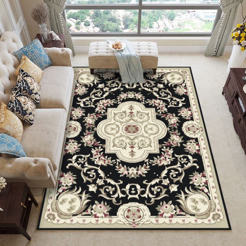 Lisslune | Elegant Chinoiserie Rug Multicolor Floral Area Rug Non-Slip Backing Stain-Resistant Pet-Friendly Rug for Living Room