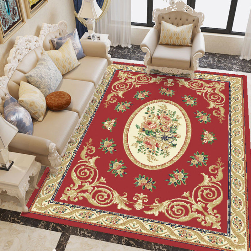 Lisslune | Elegant Chinoiserie Rug Multicolor Floral Area Rug Non-Slip Backing Stain-Resistant Pet-Friendly Rug for Living Room