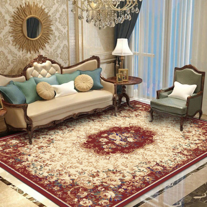 Lisslune | Elegant Chinoiserie Rug Multicolor Floral Area Rug Non-Slip Backing Stain-Resistant Pet-Friendly Rug for Living Room