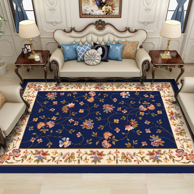 Lisslune | Elegant Chinoiserie Rug Multicolor Floral Area Rug Non-Slip Backing Stain-Resistant Pet-Friendly Rug for Living Room