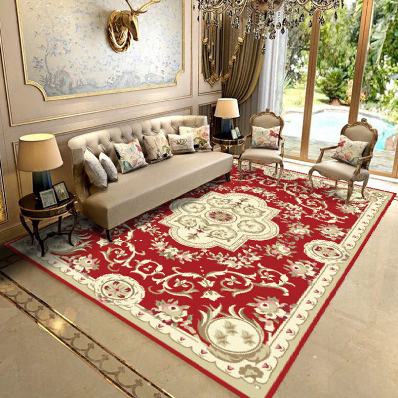 Lisslune | Elegant Chinoiserie Rug Multicolor Floral Area Rug Non-Slip Backing Stain-Resistant Pet-Friendly Rug for Living Room