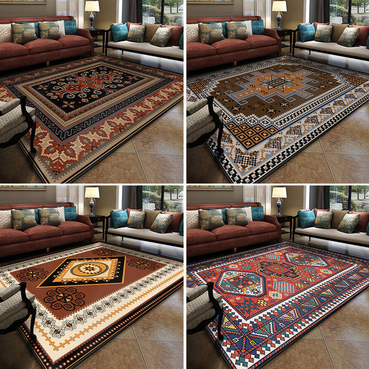 Lisslune | Turkish Meeting Room Carpet Multicolor Symmetrical Tribal Pattern Carpet Polypropylene Non-Slip Stain Resistant Washable Carpet