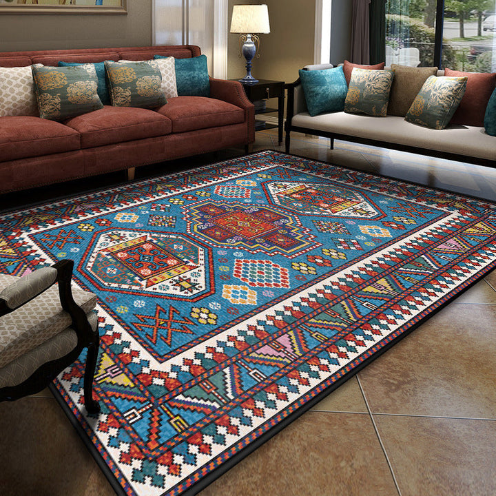 Lisslune | Turkish Meeting Room Carpet Multicolor Symmetrical Tribal Pattern Carpet Polypropylene Non-Slip Stain Resistant Washable Carpet