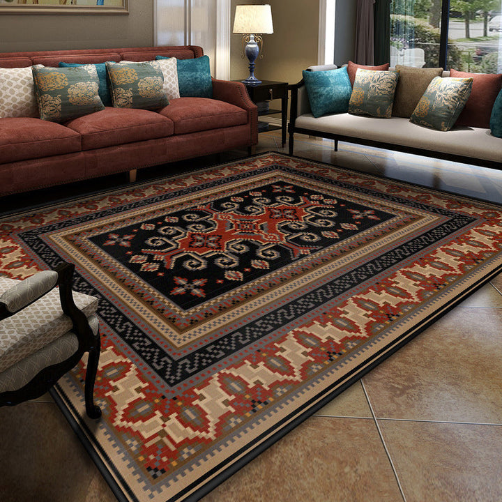 Lisslune | Turkish Meeting Room Carpet Multicolor Symmetrical Tribal Pattern Carpet Polypropylene Non-Slip Stain Resistant Washable Carpet