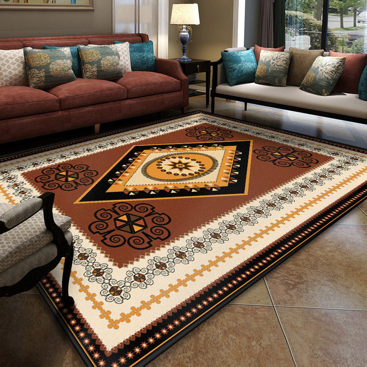 Lisslune | Turkish Meeting Room Carpet Multicolor Symmetrical Tribal Pattern Carpet Polypropylene Non-Slip Stain Resistant Washable Carpet