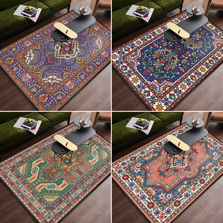 Lisslune | Persian tribal patterned carpet Multicolored polyester carpet Stain-resistant Pet-friendly Non-slip backing Carpet for bedroom