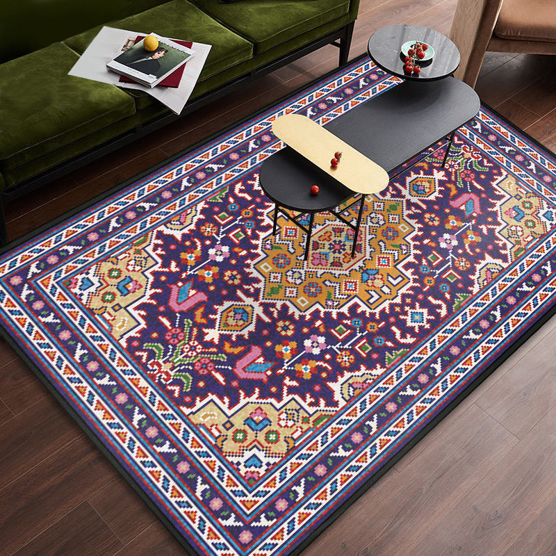 Lisslune | Persian tribal patterned carpet Multicolored polyester carpet Stain-resistant Pet-friendly Non-slip backing Carpet for bedroom