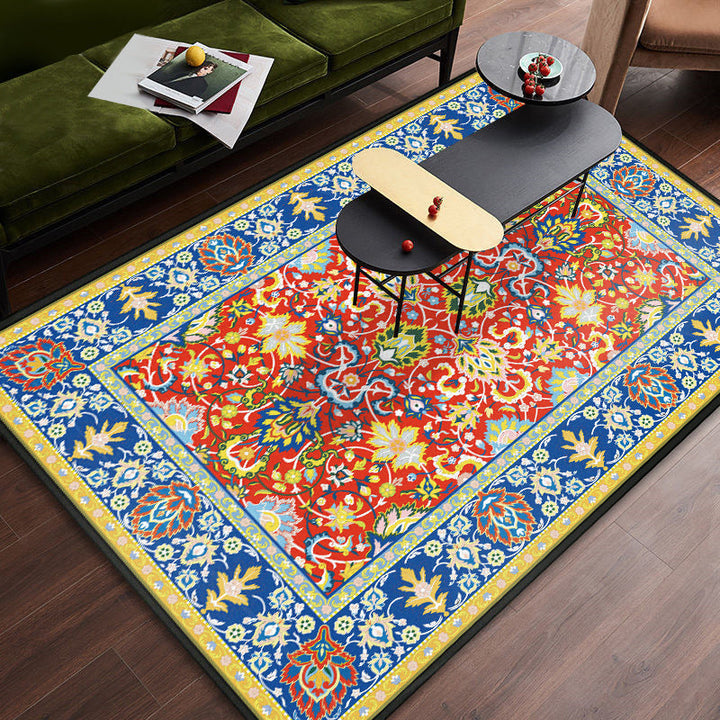 Lisslune | Persian tribal patterned carpet Multicolored polyester carpet Stain-resistant Pet-friendly Non-slip backing Carpet for bedroom