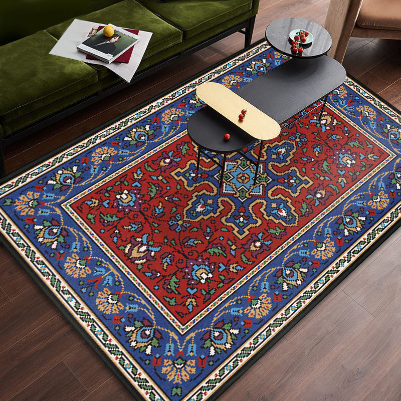 Lisslune | Persian tribal patterned carpet Multicolored polyester carpet Stain-resistant Pet-friendly Non-slip backing Carpet for bedroom