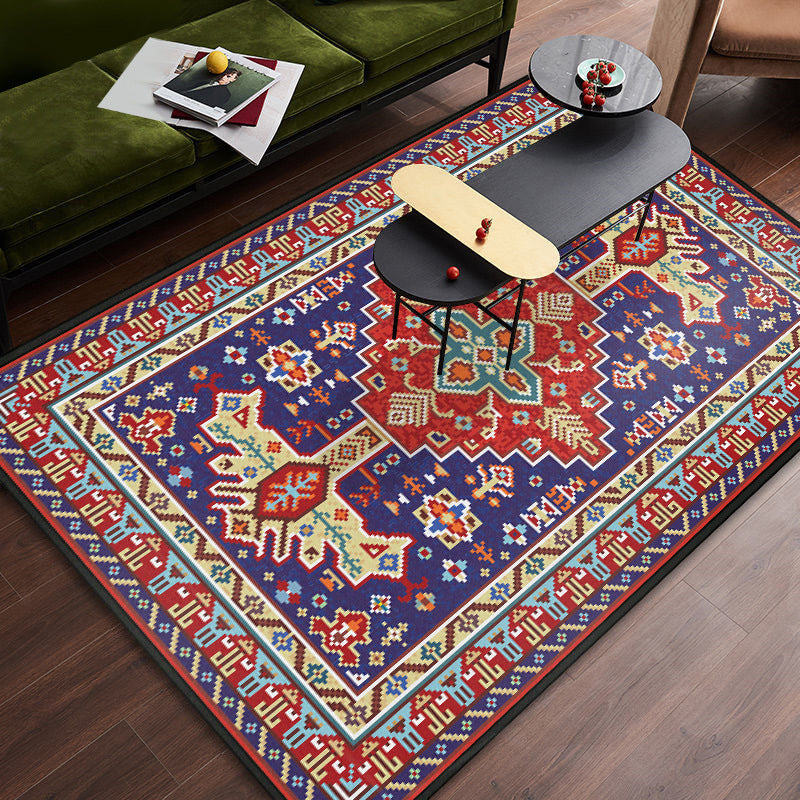 Lisslune | Persian tribal patterned carpet Multicolored polyester carpet Stain-resistant Pet-friendly Non-slip backing Carpet for bedroom