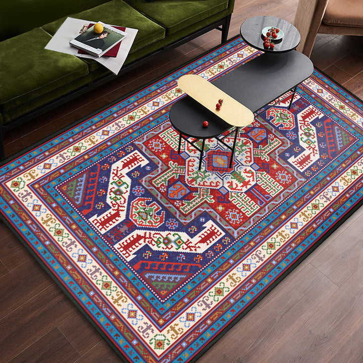 Lisslune | Persian tribal patterned carpet Multicolored polyester carpet Stain-resistant Pet-friendly Non-slip backing Carpet for bedroom